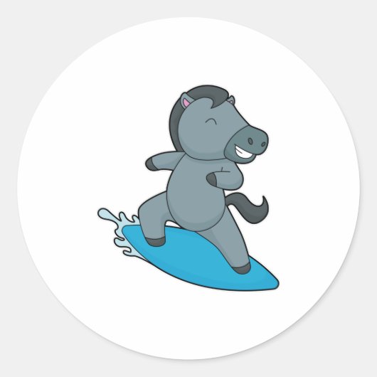 Horse Surfer Water Sport Ronde Sticker (Voorkant)