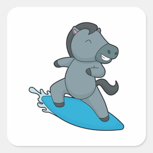 Horse Surfer Water Sport Vierkante Sticker (Voorkant)