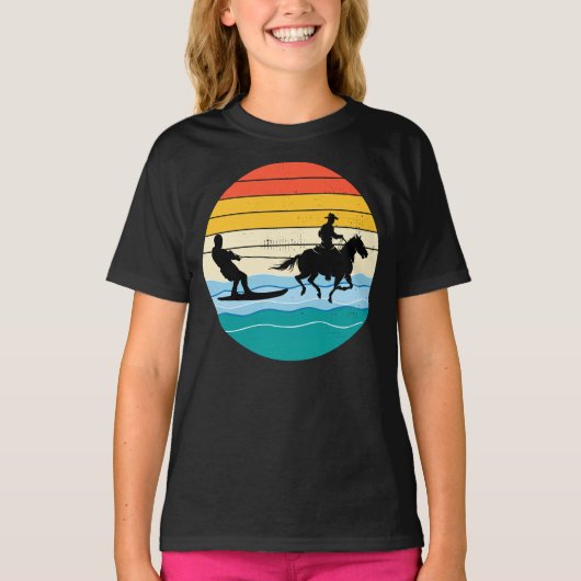 Horse Surfing Wakeboarding Water Skiing Zee Wave T-shirt (Voorkant)