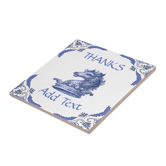 HORSE Tegel, Dutch look, Personaliseer keramische  Tegeltje (Zijkant)