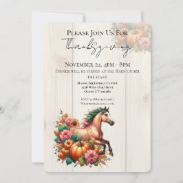 Horse Thanksgiving Dinner Invitation Kaart
