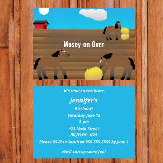 Horse Theme Party | “Mosey On Over” Kaart