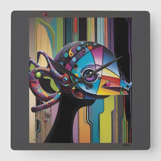 Horse Thief Vierkante Klok (Voorkant)