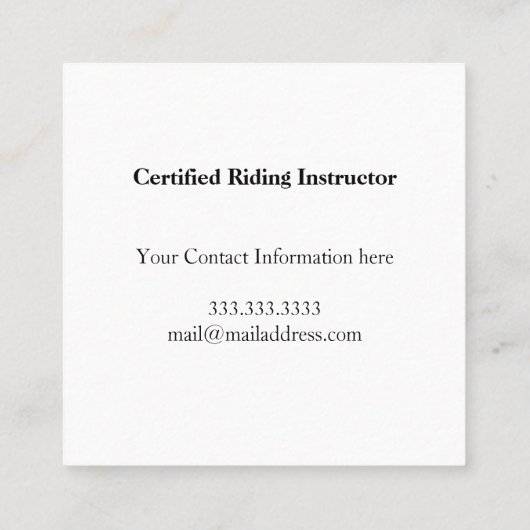 Horse Trainer Barn Equestrian Vierkante Visitekaartje (Achterkant)