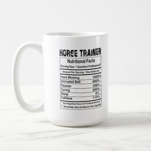 Horse Trainer Nutritional Facts 11oz Mok (Links)