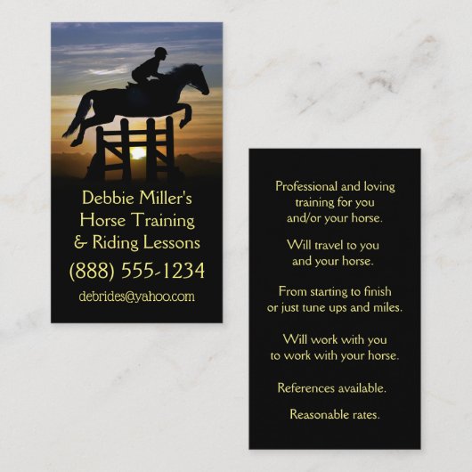 Horse Training and Riding Lessons Visitekaartje (Voorkant / Achterkant)