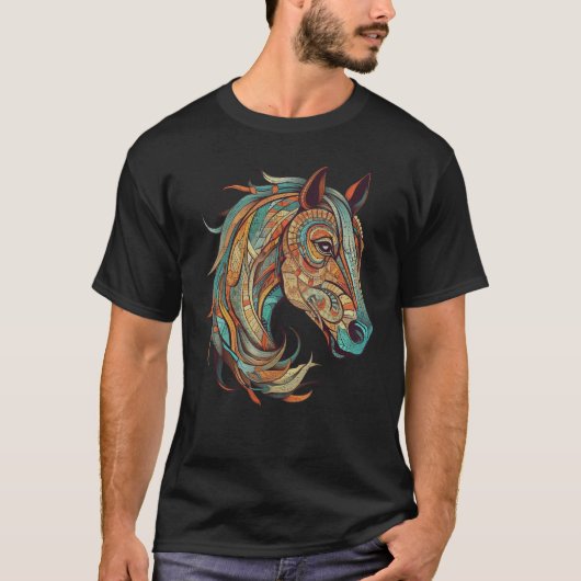 Horse Tribal Abstract Native American Geometric Ho T-shirt (Voorkant)