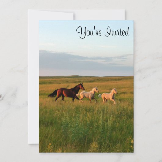 Horse Twins Mare and Foals Horse Babies Invitation Kaart (Voorkant)