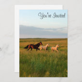 Horse Twins Mare and Foals Horse Babies Invitation Kaart (Voorkant / Achterkant)