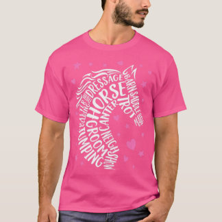 Horse Typografie Word Art Girls Horseback Riding E T-shirt