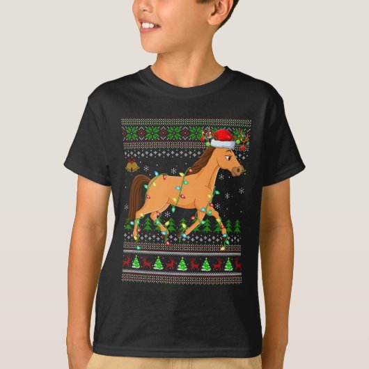 Horse Ugly Christmas Sweaters Holiday Santa Cute X (Voorkant)