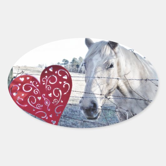 HORSE Valentijn hart Ovale Sticker (Voorkant)
