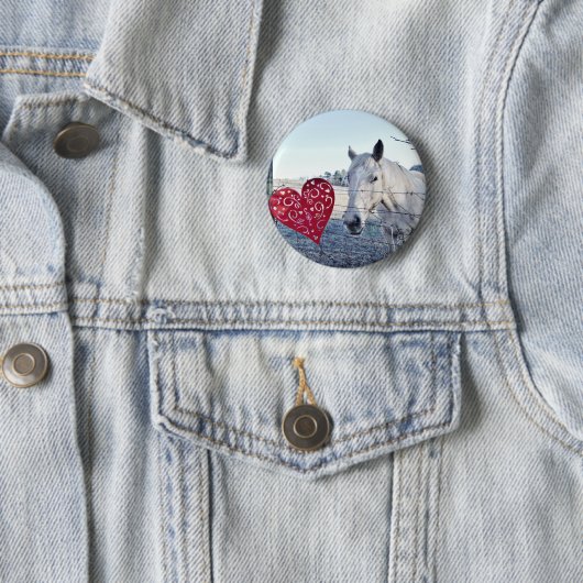 HORSE Valentijn hart Ronde Button 5,7 Cm (In situ)