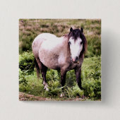 HORSE VIERKANTE BUTTON 5,1 CM (Voorkant)