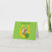 Horse w Golden Hoefijzer, Shamrock | personalisere Bedankkaart (Voorkant)