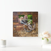 Horse Wall Clock met Horse's Afbeelding, naam Vierkante Klok (Huis)