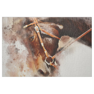 Horse Waterverf Art Linen Stof