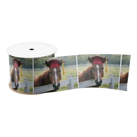 Horse Wearing a Red Graduation Cap Satijnen Lint (Spoel)