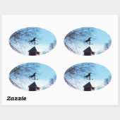 Horse Weather Vane Blue Sky Ovale Sticker (Vel)