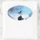 Horse Weather Vane Blue Sky Ovale Sticker (Tas)