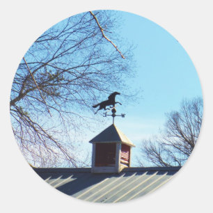 Horse Weather Vane Blue Sky Ronde Sticker
