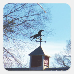 Horse Weather Vane Blue Sky Vierkante Sticker
