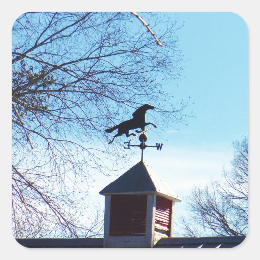 Horse Weather Vane Blue Sky Vierkante Sticker (Voorkant)