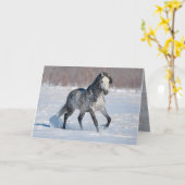 Horse Wenskaart - Dappled Grey Sneeuwhengst Kaart (Gele Bloem)