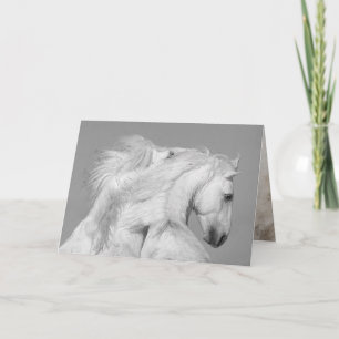 Horse Wenskaart - Twee witte hengsten spelen Kaart