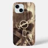 Horse Western Sepia Rustic Wood Case-Mate iPhone Case (Achterkant)