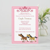 HORSE Westerne Cowgirl 5x7 Baby shower Uitnodiging (Staand voorkant)