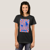 Horse White Blue Stripes Sunburst T-shirt (Voorkant volledig)
