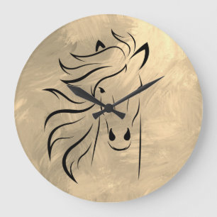 Horse Wild Mane Dun Palomino Abstract Grote Klok