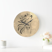 Horse Wild Mane Dun Palomino Abstract Grote Klok (Huis)