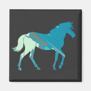 Horse Wildlife Natuur Illustratie Silhouette Art Magneet