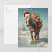 Horse with Christmas presents in the snow Briefkaart (Voorkant / Achterkant)