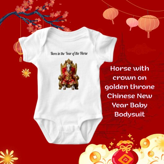 Horse with crown on golden throne Chinese New Year Romper