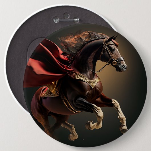 horse with red coat ronde button 6,0 cm (Voorkant /achterkant)