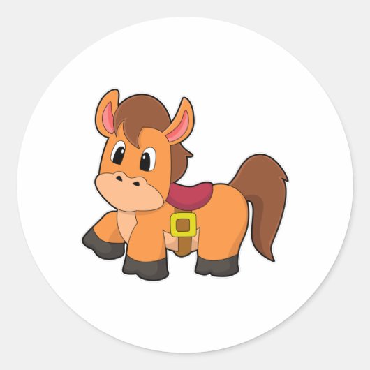 Horse with Saddle Ronde Sticker (Voorkant)