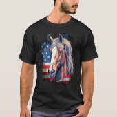 Horse With USA Flag Horseback Riding Equestrian 1 T-shirt (Voorkant)