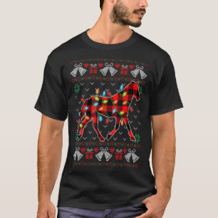 Horse Xmas verlicht lelijke kerstkeuken T-shirt