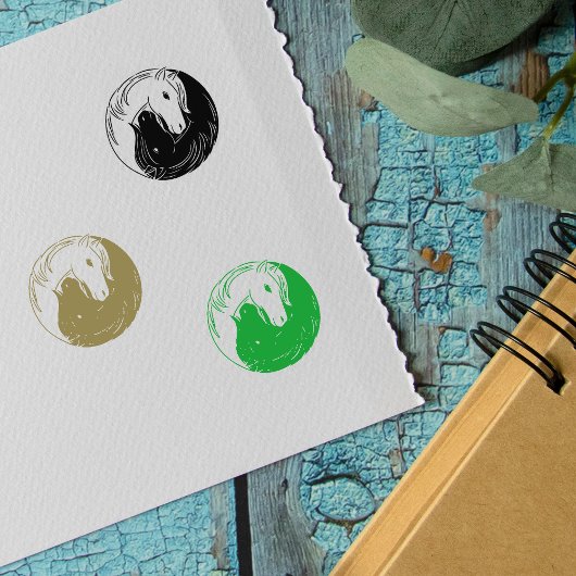 Horse Yin Yang Sign Rubberstempel