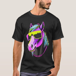Horse zonnebrillen Retro 80s Style Cool Gra T-shirt