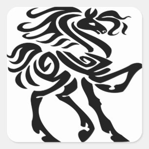 Horse zwarte en jonge paarden vierkante sticker