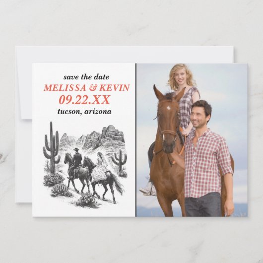 Horseback Canyon Couple Save the Date (Voorkant)