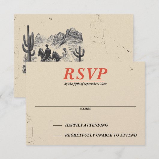 Horseback Canyon paar RSVP Kaartje (Voorkant / Achterkant)