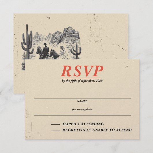 Horseback Canyon paar RSVP Kaartje (Voorkant / Achterkant)
