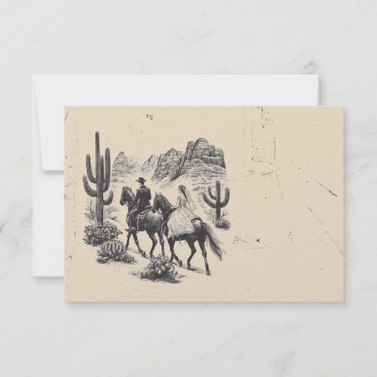 Horseback Canyon paar RSVP Kaartje (Achterkant)