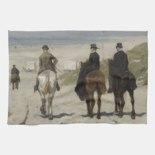 Horseback Ride langs de Beach Fine Art Theedoek (Horizontaal)