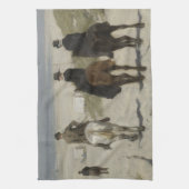 Horseback Ride langs de Beach Fine Art Theedoek (Verticaal)